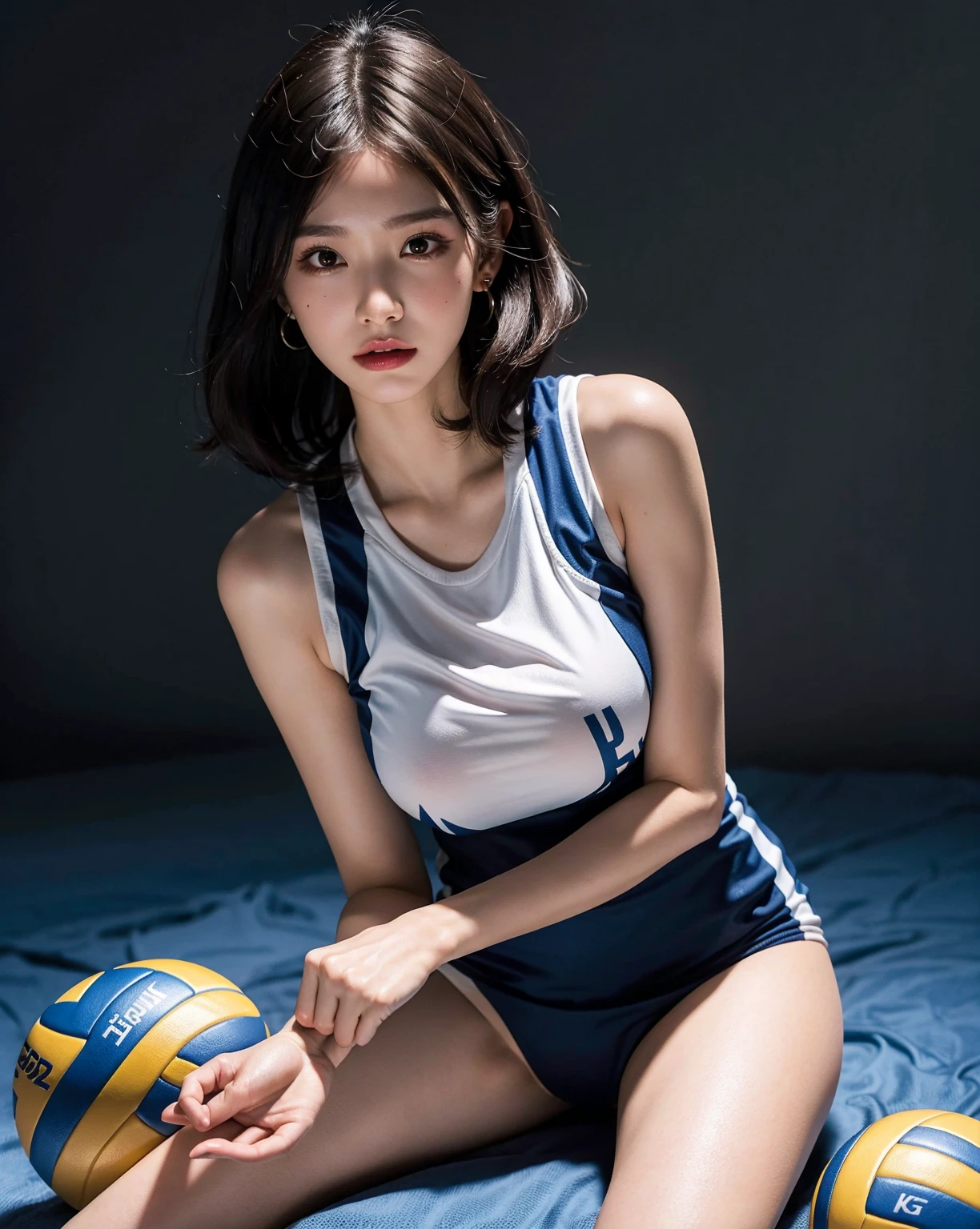 (​masterpiece:1.3), (8K, Photorealsitic, Photo taken outdoors on the artificial turf area of the schoolyard, Sunnyday, morning, Top image quality: 1.4), ((Photo of a beautiful 17-year-old fair-skinned Japanese high school girl in gym uniform with a beautiful smile: 1.3)), (She非常に大きな胸を持っています: 1.3), ((She半袖丸首の白いレオタードの上にBlack navy blue panty type gym bloomersを重ね穿いています.: 1.8)), ((The white leotard with round neck and short sleeves that she is wearing is、It is made into a leotard by sewing together the hem of a long white T-shirt for Japanese high school sports and the waist of white mini panties..: 1.4)), ((The long T-shirt that became the basis for the white leotard with short sleeves and a round neck is、All white, Without collar, A very shallow perfect circular neckline with dark blue trim..:1.3, Fine-grained high-quality cotton material, The cotton shirt fabric covers the torso without any gaps..: 1.3, A plain white T-shirt with no tucks, ties, decorations, prints or patterns., 短くtightな半袖: 1.3, The entire leotard has a uniform thickness that is not see-through., The torso is completely covered by the shirt fabric, with no exposed skin.., There is a single line border made of stretchable knit material in black and navy blue only on the left and right short sleeve edges (3cm) and the innermost circumference (3cm) of the round neck.: 1.8., All areas other than the edges are plain white...)), ((Black navy blue panty type gym bloomers、tight, Single color, No seams or tacks at all, The waistline is at the level below the navel.: 1.5, The double elastic built into the waistline digs into the waist of the white leotard, causing large wrinkles at the waist of the leotard.., Made of stretchy matte nylon knit with uniform opaque thickness.: 1.3)), (((She立って彼女の両手を彼女のお尻に置いて恥ずかしそうに私に微笑んでいます.))), ((She、半袖丸首の白いレオタードとBlack navy blue panty type gym bloomersのみを着用している.: 1.3, I don't wear anything on my arms or legs, The only costume she wears is navy blue on the 3cm border of her bloomers and leotard, and all other parts are white..)), Focus Sharpening: 1.2, Outstanding beauty style, Highly detailed facial and skin texture, Detailed eyes, Clean double eyelids, beautiful teeth and alignment, Very long black hair, Bare legged, Raw feet, Barefoot.