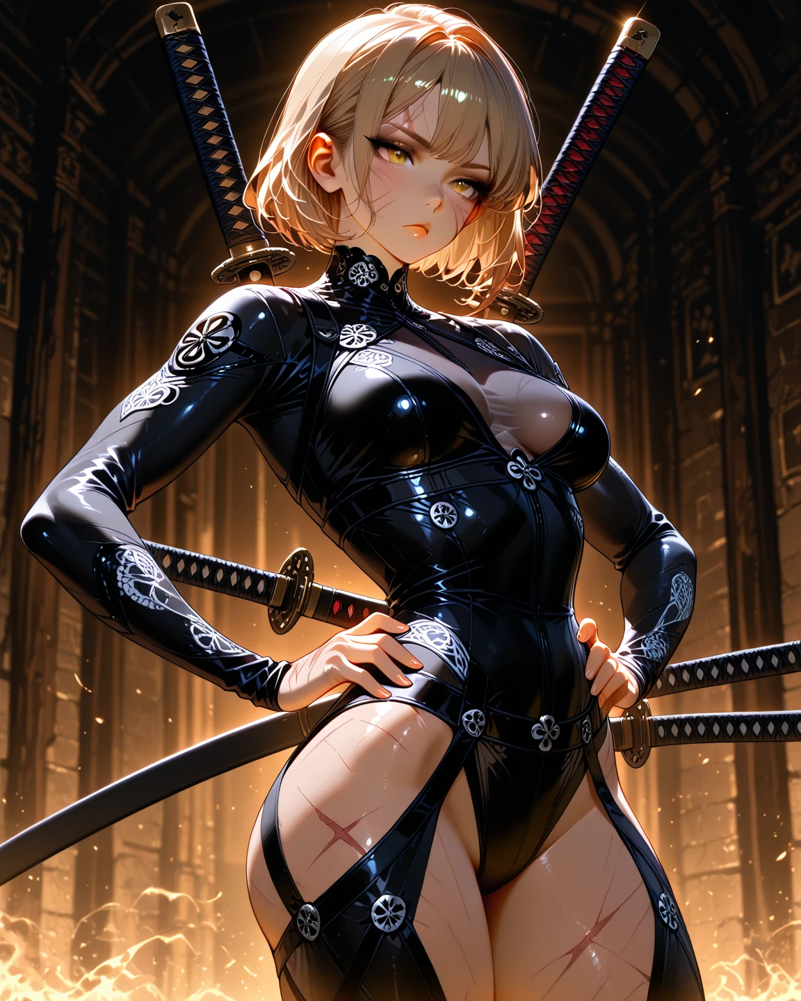 Blonde Japanese Mature、Gal、Female Combatant、Close-up of a girl in black bondage、Black Leather Shiny Bondage、Black fishnet stockings、Black shiny boots、Black rose corsage on head、black bondage mask、Saiyan Girl, wonderful, Nano Girl, Female body type, Inspired by Hiromu Arakawa, Anime Manga Robot!! Anime Girls, fubuki, Full Body Suit, by Hiromu Arakawa、wonderful, silk, Beautiful and attractive anime teen, Anime Girls of the future, tears,Drooling,Pee,incontinence,Peeing、Estrus、Eyes wide open,Estrus,Blushing,Nipples are erect,Face is hot、Lust、incontinence、Thick armpit hair、Thick pubic hair、Nipples are erect、Sweaty、wet、Pubic hair from panties!、Armpit to armpit hair!Doomsday Demon、Anguished expression、Boobs pop out、Overflowing with pubic hair、Red lips、Red tongue、Sticking out tongue、Drooling、My crotch is wet、The crotch cleft is clear、My panties are digging into my pussy、incontinence、White Semen、Being restrained from behind