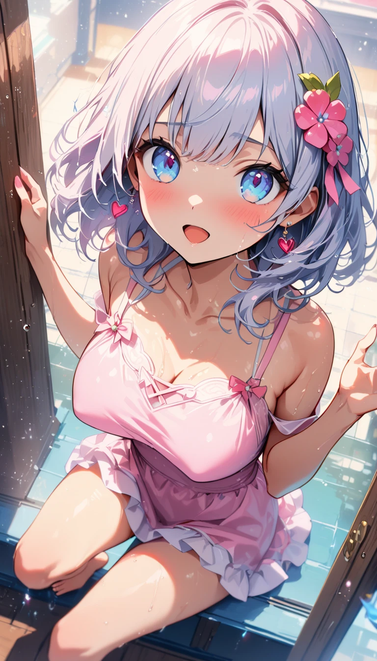((8k, Highest quality, masterpiece: 1.3)),Ultra-high resolution,(1 girl, alone), (Color changing eyes, Ultra-detailed, Expressive brilliance, Glitter, Glowing Eyes), Highly detailed eyes, Highly detailed face, Random Hair, ((pastel colour)),A young woman reclines on her back on the plush carpet of her room, her pastel bikini contrasting with the soft texture beneath her. Her legs are spread, and her face shows a deep, blissful expression, as if lost in a moment of tranquility. The gentle light filtering through the room adds a warm glow to her skin, enhancing the peaceful ambiance. (lying on back, blissful face, wide-spread legs:1.5).