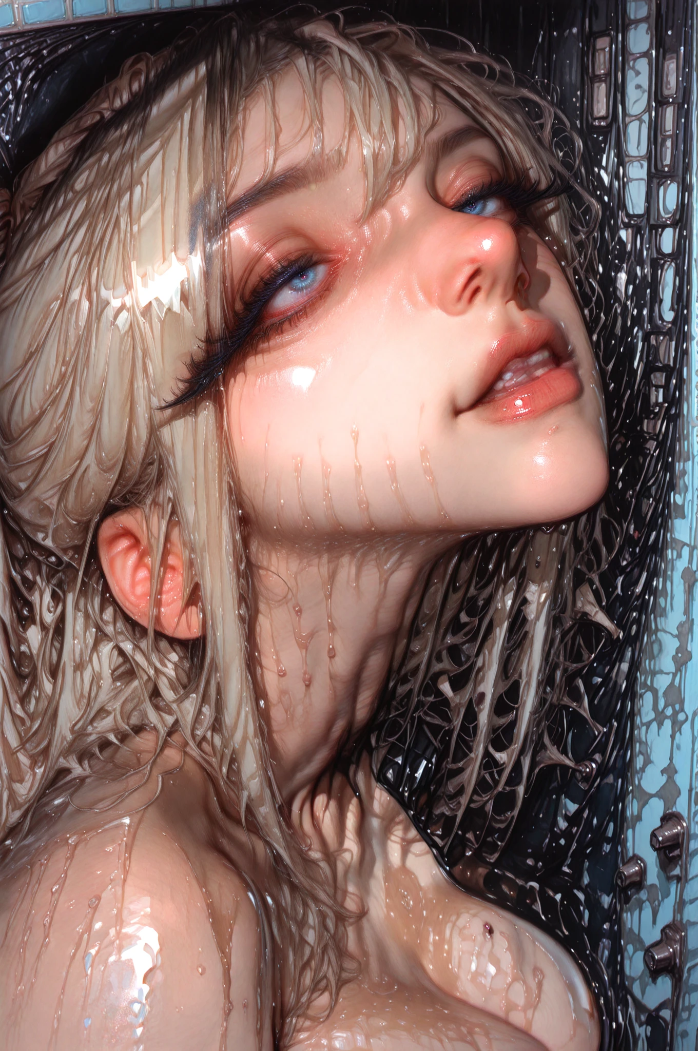 (a puddle of liquid:2) <lora:artoria_pendragon_v2:1> <lora:ral-melting-sd15:0.8> (ral-melting:1.5),(face:1.3),submerged
BREAK
bbsaber, green eyes, ahoge,long dress, blue dress,(latex:1.5),seductive smile,looking at viewer
BREAK
(black background,simple background:1),(melting,liquid state:1.5)