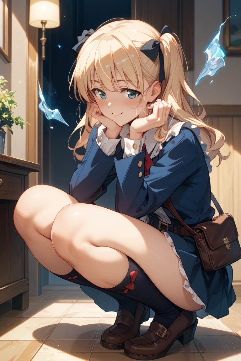 _tdbu-side top-down_bottom-up from side best quality, high detailed, Faint lips,UC:realistic, cinematic lighting kawaii cute 1girl multicolored hair vermilion eyes, wavy mouth school_Uniform ankle socks sandales