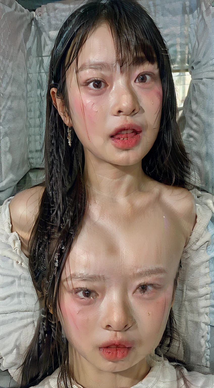 It is surrounded by viscous liquid and is lifted by penis, vagina fuck by monster penis, doggy style pose, seductive pose, seductive face, playing penis, nsfw, cum, sweating, detailed sweating, wet, sexy, sperm on face, sperm on mouth, wet face, sperm everywhere, perfect body, masterpiece, ultra masterpiece, thin body, small breast, beautiful, close up, police costume, close up, blowjob, sperm, cum, long hair, open mouth