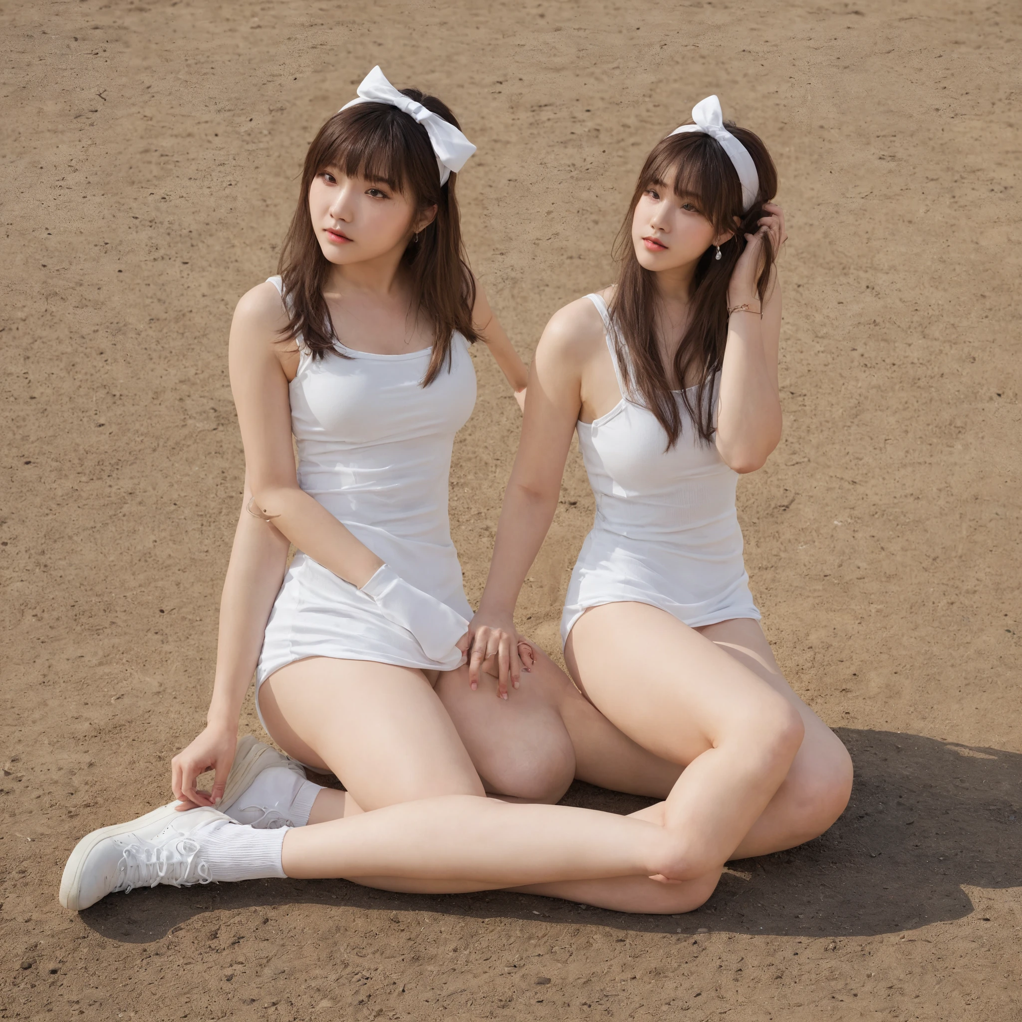 A live-action photo of an extremely beautiful Japanese high school girl race queen who highlights her large breasts and beautiful legs.、Wearing cosplay tennis wear in a photo studio, a promotional photo for compensated dating was taken、She is an eternal idol who combines a clean look with modern charm.。 She creates such beauty。 She feels her own warmth。 She creates a warm atmosphere。 We create beauty。 That's what I want to say。 In her full body photo、The figure features porcelain-like skin and golden hair that radiates a soft glow.。 This is probably、It captured the essence of her timeless charm.、This is the best shot ever.。 Each straight line and curve is carefully expressed.、Breathtakingly beautiful with impeccable detail。 This piece perfectly captures her timeless beauty.。 Divine Proportions、Sharp focus、Full-body photo taken by Kishin Shinoyama、high quality、High resolution、Detailed Background