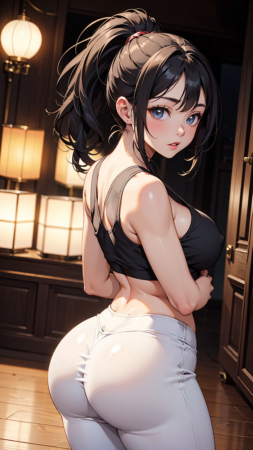 ((1girl, solo)), beautiful body, (perfect anatomy, perfect body, perfect hands, perfect legs), (five fingers:1.5), natural proportions, sexy body, large breasts BREAK
((extremely detailed face)), (beautiful detailed eyes:1.6), (realistic pupils, realistic iris:1), expressive eyes, (clear eyes:1.3), (hyperrealistic:1.2), (detailed skin texture:1.2), smooth skin, black hair, long hair, ponytail, (detailed lips:1.2), (attractive lips:1.1), (glossy lips:1.1), patred lips, perfect face, perfect eyes BREAK
(masterpiece:1.5), anime-style, top quality, best quality, (beautiful and aesthetic:1.2), (ultra detail:1.5), Ultra-detailed depiction, Ultra-precise depiction, extremely detailed 8k illustration, high resolution, (highly detailed shading:1.2), (realistic lighting:1.4), perfect lighting, vibrant colors, dynamic tones, striking hues, 8k, absurd resolution, perfect shadows, hdr, UHD, ambient lighting, realistic, ultra-realistic, photo realistic, highly detailed, rich detail, luminous colors, fine texture, intricate design, professional illustration, (soft light:1.2), (illustration:0.7)