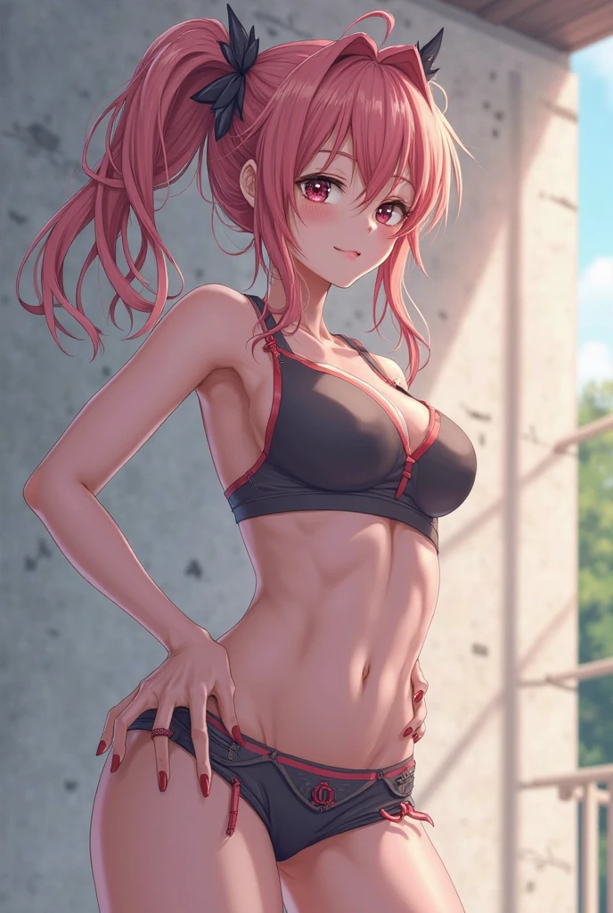 1girl in、hight resolution、masterpiece、Alena \(DQ4\)、plein air、from the rear、look behind、Orange hair、A slender、well-muscled、Short stature、a smile、(((Sexual bra with detailed decoration、small white panties with detailed decorations)))、backs、Rear head、small ass、battle action、quick kick、fighting action、fighting with legs、dancing action