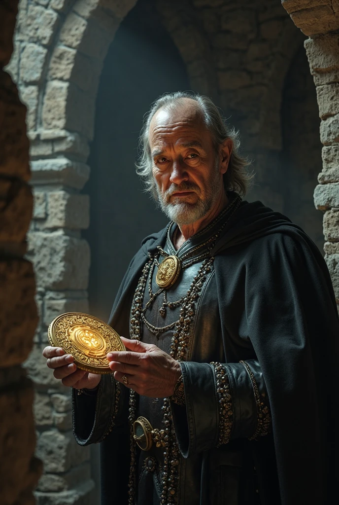 ultra realistic image of Saint Benedict with his medal with the cross of Saint Benedict, convey depth, in the background the dragon drinking its own venom being exterminated