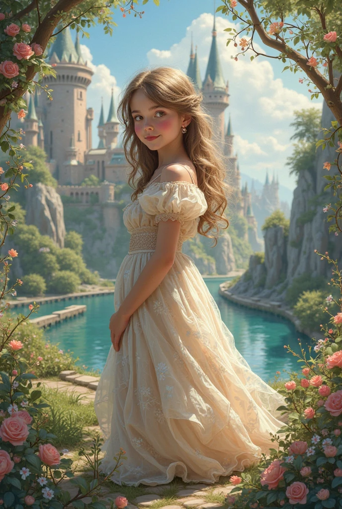 A girl with beautiful detailed eyes and lips standing in a garden, surrounded by blooming flowers and lush greenery. She is wearing a flowing dress that matches the vibrant colors of the flowers. The sunlight gently filters through the leaves, casting a soft, warm glow on the scene. The girl is holding a mysterious old-fashioned treasure chest, covered in intricate carvings and adorned with precious gemstones. The chest is made of polished mahogany wood, giving it a rich and luxurious texture. The girl's eyes are filled with curiosity and excitement as she unlocks the chest with a golden key. Inside the chest, there are stacks of old letters, faded photographs, and delicate antique jewelry. The air is filled with a sense of wonder and anticipation as she uncovers the secrets hidden within the chest. The entire scene is rendered with the best quality, showcasing ultra-detailed elements and a realistic, photorealistic style. The colors are vivid and vibrant, amplifying the beauty of the garden and the precious treasures within the chest. The lighting in the scene is carefully crafted, creating a warm and inviting ambiance.