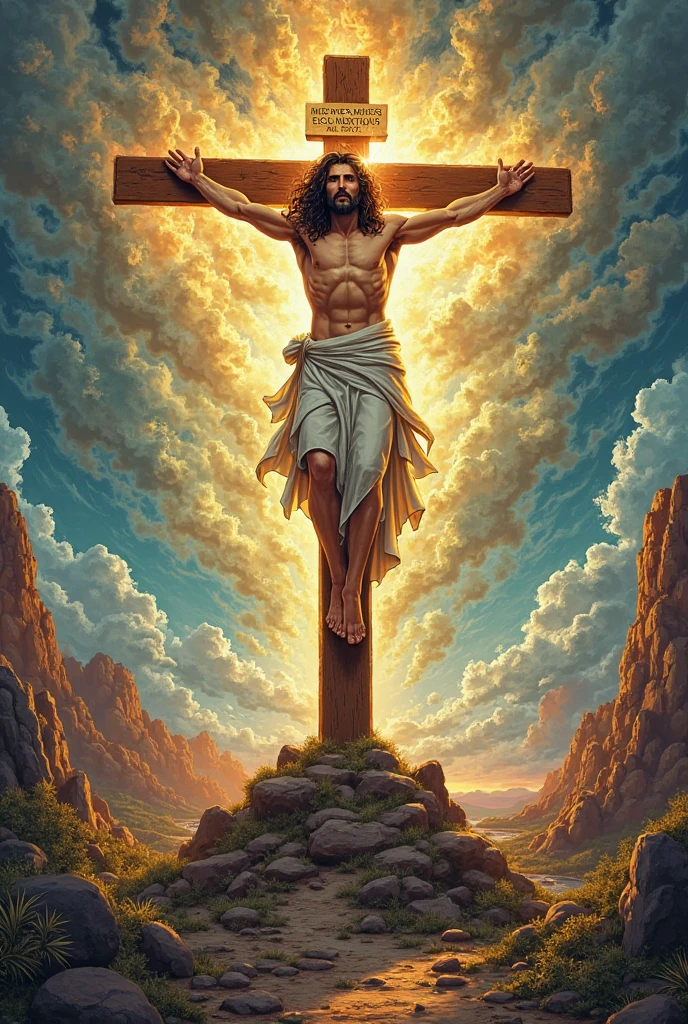 Jesus on a cross for tattoo Image on the skin