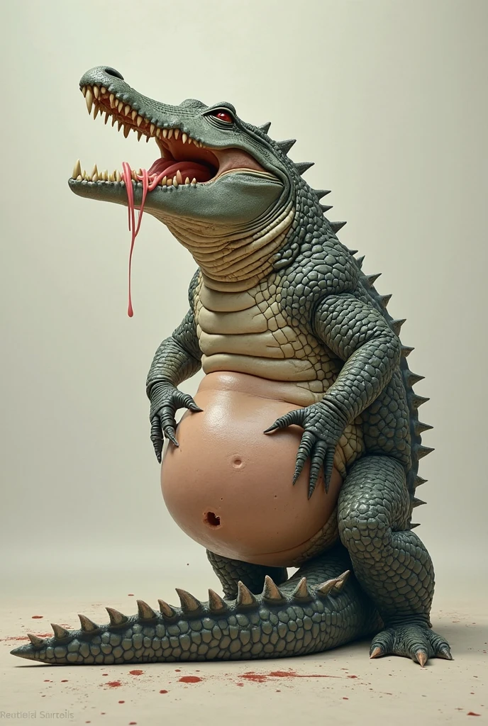cute, (Obese, Overweight male, anthro, crocodile), (detailed eyes, detailed mouth), no hair, smooth, nude, luminiscent yellow eyes, penis, cartoon confuse, golden ratio, fake detail, irridiscent ball in hand, style of makoto shinkai studio ghibli genshin impact