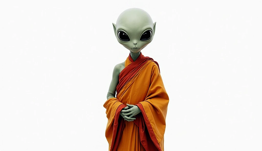 There is an alien sitting in a yoga pose, gray alien, gray alien, alien gray, close shot, portrait of a gray alien, realistic alien, space alien, gray aliens, etsy, alien look, create a realistic version