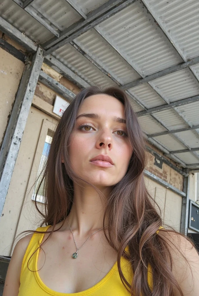 a woman, best quality, hazel eyes, middle part long brown, torso head picture, big breasts, nikon d850 film stock photograph 4 kodak 400 camera f1.6 lens rich colors hyper realistic lifelike texture natural lighting trending on artstation cinestill 800, (100mm lens), mature face, <lora:CeceRose_v3:1>