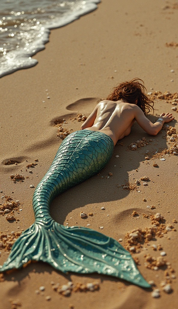 Imagine a mermaid tail ultrarealistic on top of a open van --auto