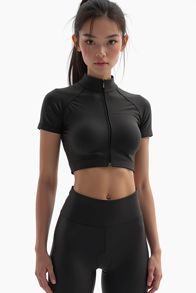 (8k、RAW Photos、Highest quality、masterpiece:1.2)、(Highest quality、Realistic)、1 Girl、((ガーターbelt、Arm Covers、Black Ninja Costume、mini skirt、black tights、Belly button、Gloves、belt、ponytail、See-through、Thin legs、whole body、boots、City of night、View from the front、Looking into the camera、Stand with hands on hips))、cute