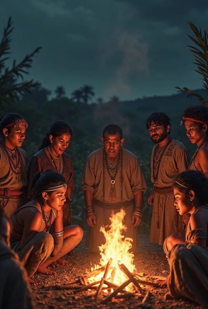 Village African tribe people giving sacrifice to the ancestors