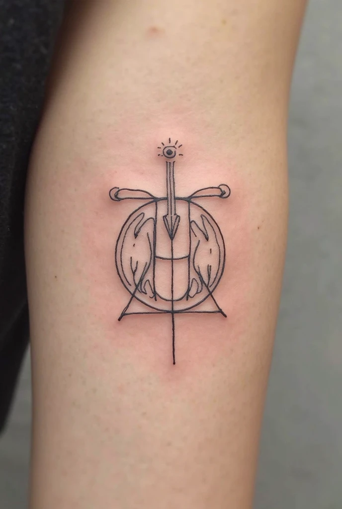 Simple minimalistic all black tattoo combining 11:11 with other simple elements like two waves