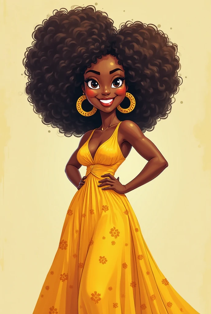 A cake topper featuring a black teenager with curly hair, neon dress, plumpness,Eye Brown