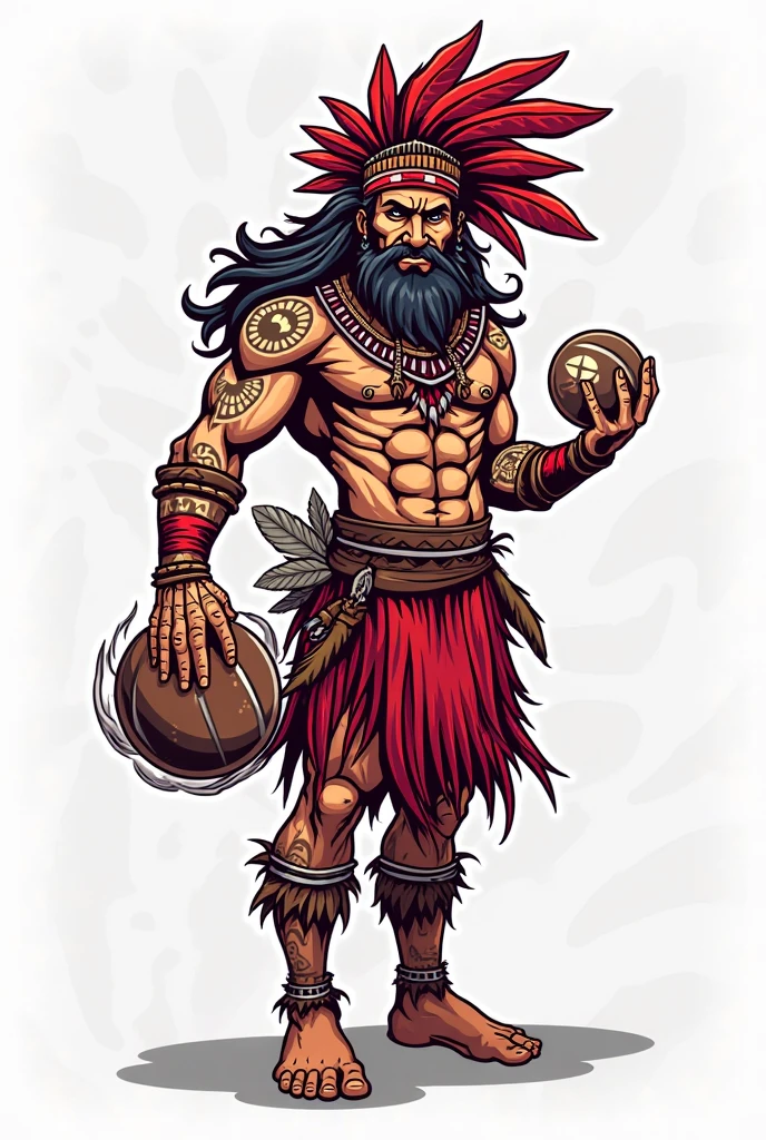 The sports logo mascot in question is the thunder god Tupã with trophies on the side without background