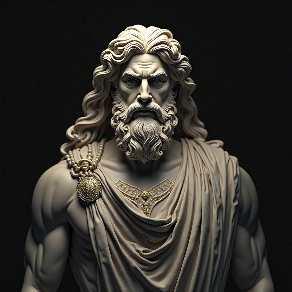 A marble statue of a very handsome and sensual man with several snakes around his body --auto --s2