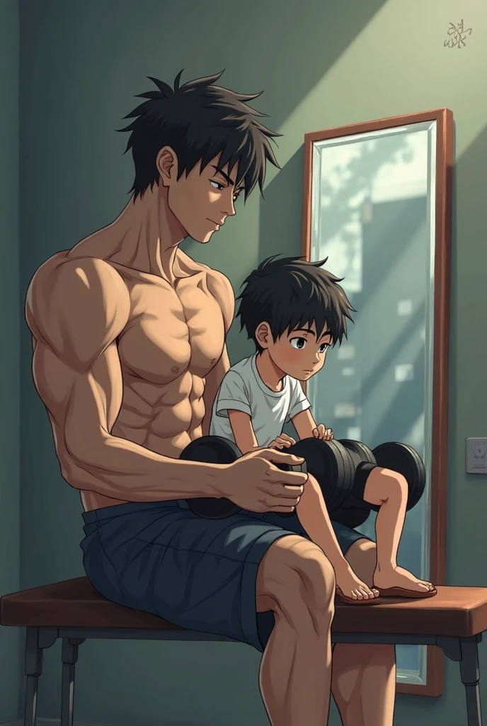 Chico y chica anime en ropa interior sentados en el suelo con un chico en bikini., Pin en anime, Katacy, muscular!!, en pixiv, por Shingei, Fanart de alta calidad, Arte masculino, Mejor valorado en Pixiv, por Okada Beisanjin, chicos lindos, Popular en Pixiv, 8k!!, muscular!