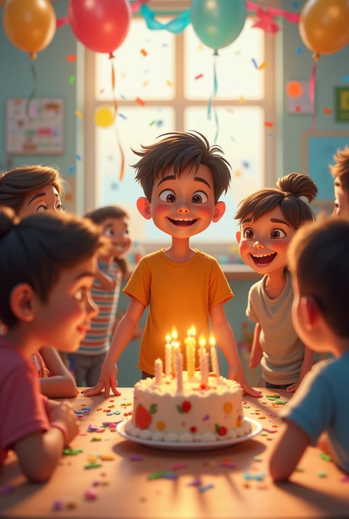 Write a this text Happy Birthday Day with student picture 