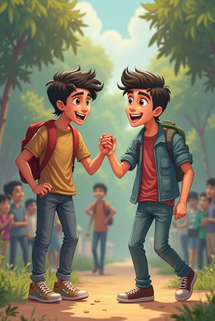 Two kids boys playing each other's