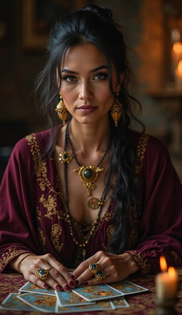 beautiful detailed eyes, beautiful detailed lips, extremely detailed eyes and face, long eyelashes, 1girl, woman, powerfull and beautiful aztec witch, aztec witch, high Photorealistic megan fox, hyper realistic, 8k, masterpiece, ultra-detailed, photorealistic, professional, studio lighting, intricate details, vivid colors, dramatic lighting, volumetric lighting, cinematic, in defense pose, angry expression, aztec mythology, dramatic shadows, dramatic highlights, depth of field, middle body