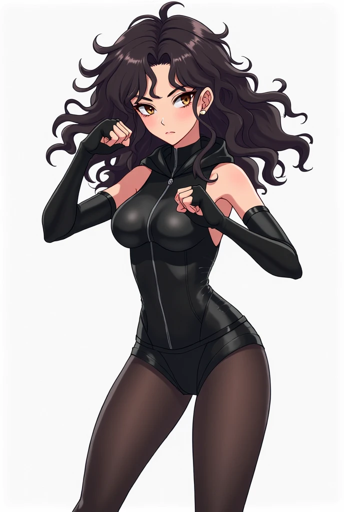Give me an image with a white background, with the full body reference of a female cartoon character from head to toe, her entire body facing forward, with arms at sides in the style of the game Skullgirls, it's not anime