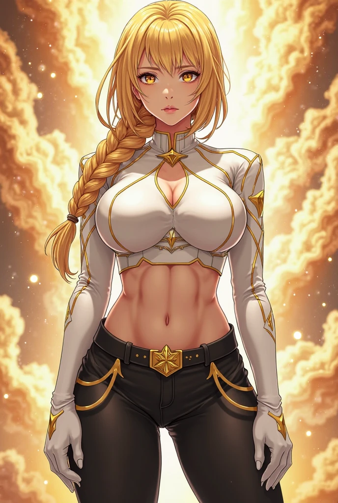(Obra maestra, La mejor calidad:1.2), Disparo de vaquero, solamente, 1girl, Esqueleto, leve sonrisa, Mirando al espectador, arms behind back, colas gemelas, tiene, Underboob, pantalones cortos grises, muslosaltos, Guantes, Noche, estrella \(Cielo\), bosque