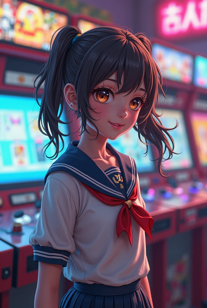 A school girl making rocket