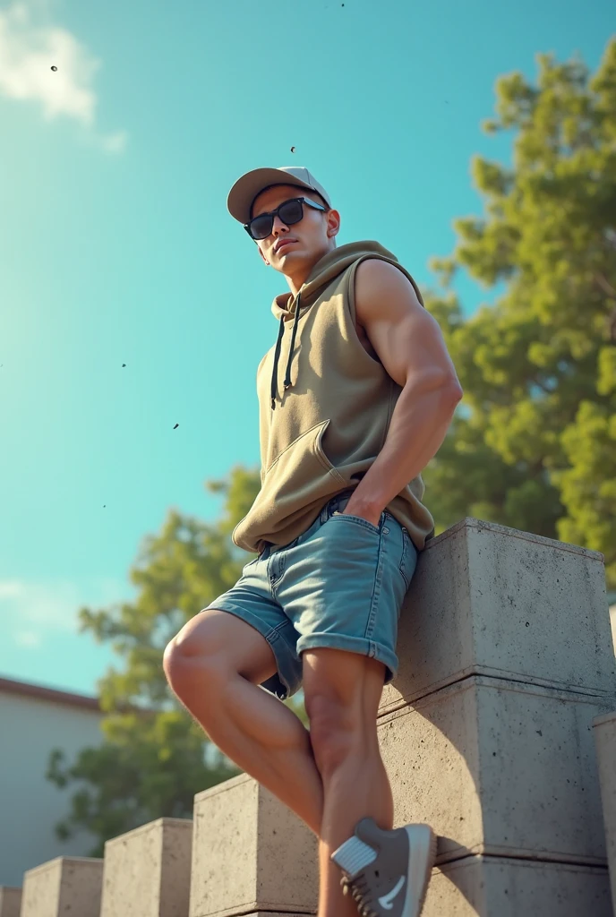1人，A young muscular man，（highdetailskin：1.2），gentlesoftlighting，tmasterpiece，best qualtiy，8K  UHD，超高分辨率，detailedbackground，digital SLR camera，hentail realism，illustration，filmgrain，Midjourney and greg rutkowski's Fujifilm XT3 realistic painting art，gentlesoftlighting，Volumetriclighting，depth of fields，full bodyesbian，shapely body， {{{One man only}} }，Facial hair，soccer player，standing on your feet，is wearing a shorts，The background is the Allianz Arena in Munich