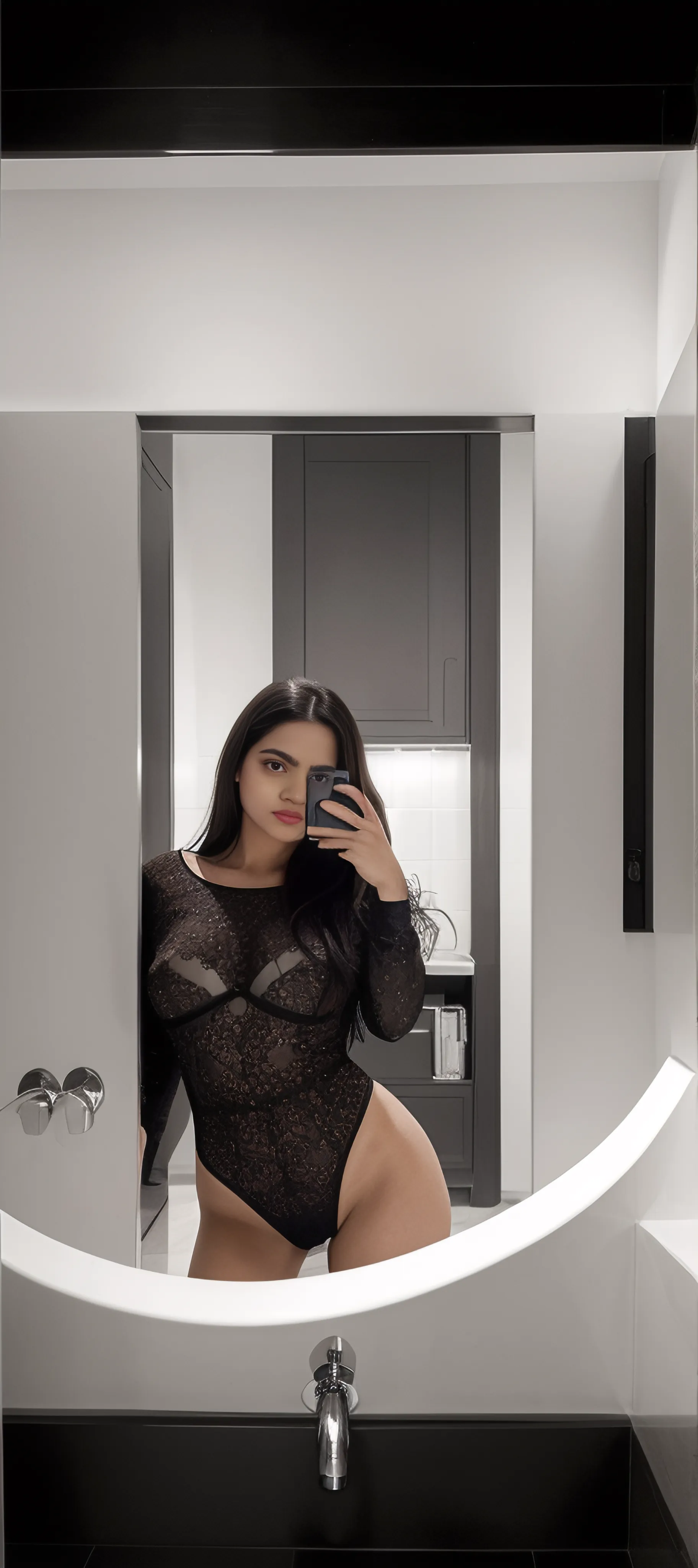 Girl in the mirror with lingerie