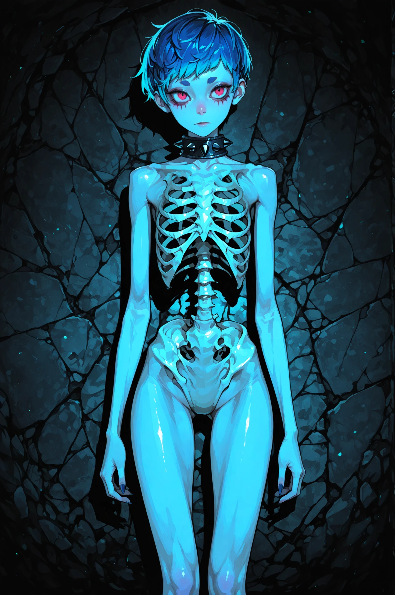 masterpiece,An absurd solution,high quality,8K,
Translucent visibility, busty girl, NSFW, View your viewers, Golden Eyes、Part your lips, Long tentacle hair, hologram, X-ray, see through body, Clear skin, skeleton, Glowing Skin, Chiaroscuro, Depth of written boundary, nipples,