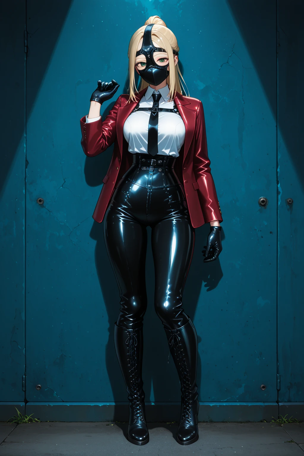 score_9, score_8_up, score_7_up, score_6_up, score_5_up, score_4_up, best quality, anime, 1girl, hud_bunnie, long sleeves, black and white crop top, black shorts, suspenders, black bowtie, fake animal ears, gloves, shiny clothes, fishnets, boots, full body, <lora:bunny_xlp-000008:0.7>, adult, pale skin, eyeliner, lipstick, long eyelashes, woman, medium breasts, mature, (Retro blonde victory rolls hair:1.3),