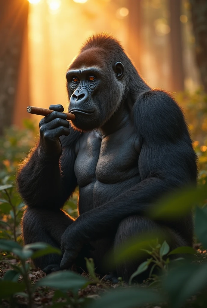 Gorilla sniffs on the finger