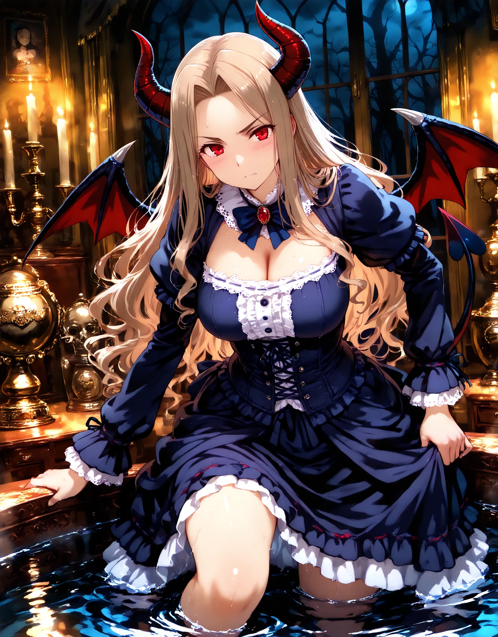 blonde lion ears, large horns