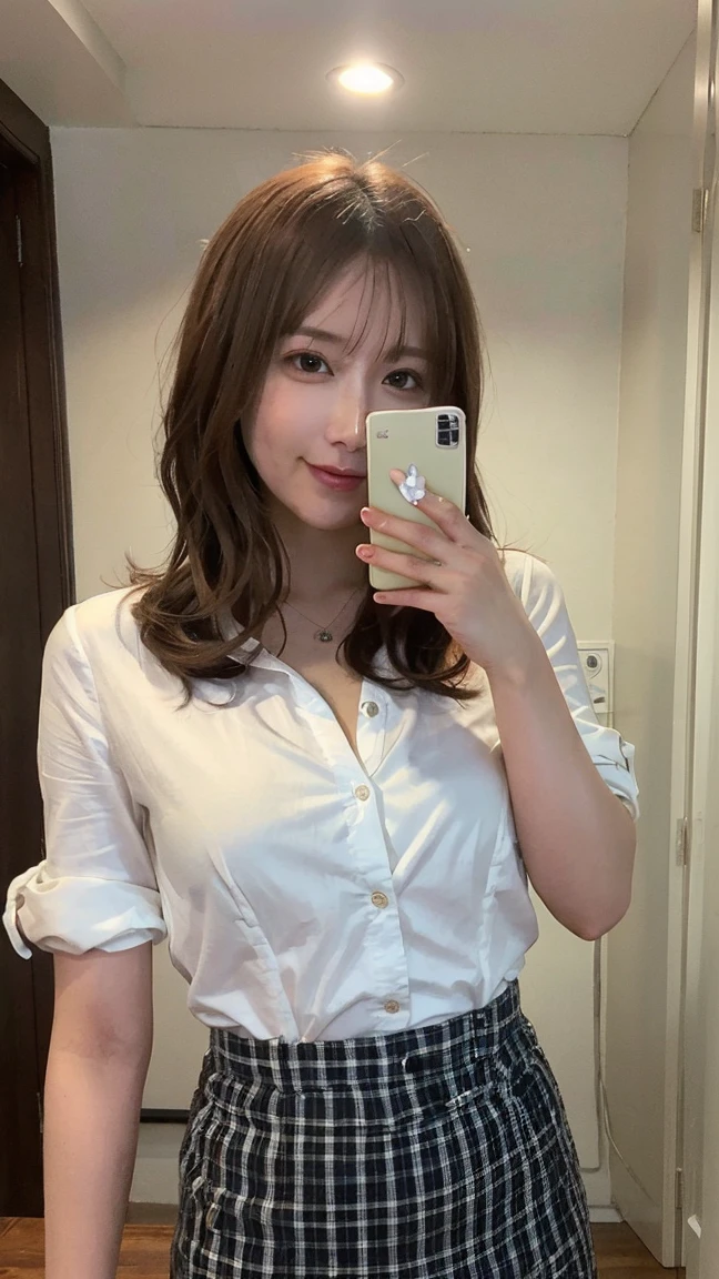 (8k, Highest quality, Raw quality, masterpiece:1.2), (Realistic, Photorealistic:1.37), Ultra-detailed, Very busty girl, (Very large breasts bigger than a face:1.August 5), (Button gap), Esbian all over, outside of home, (Tuned Hair:1.5) office lady, black office blazer, Office Skirt, Tight Skirt, (pantyhose: 1.2)、(Short Button Down Shirt:1.2)、Button-up collar prim、Button-down collar prim、here、(pantyhose:1.2)、Alpha Layer、High heels、Earrings Beautiful、cute、solo、Beautifully detailed skies、(Laughter:1.15)、(Mouth closed)、Very large face and larger breasts、Beautiful details in the eyes、White skin、business suit、（Straight Long Hair：1.75）、Floating hair NovaFrogStyle、(((very accurate anatomy))), (((Always have two arms, Must have two legs)))