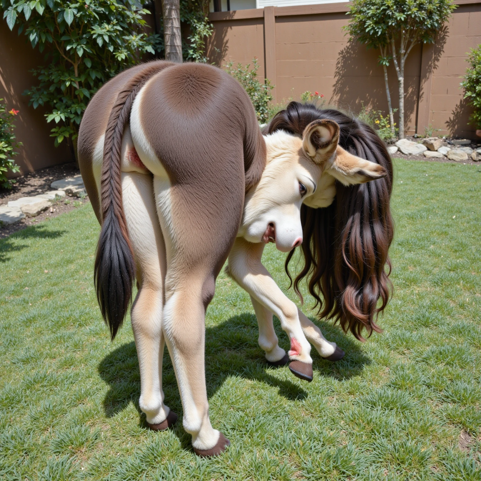 (((duo))), ((((((human, anal, feral goat, leaning on bed, goat tail, raised tail, hands on butt, feces on face, women face to anus, anal rimming, rimjob, women on goat)))))), (((((butt focus, standing, bedroom, excessive feces))))), wide hips, legs wide spread, wide shot, close-up, Wide-Angle, masterpiece, high details, high quality, best quality, highres, HD