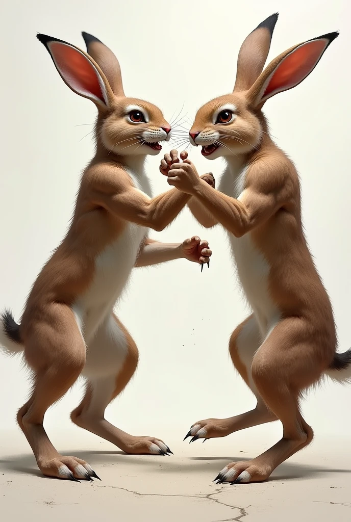 2 adult kangaroos wearing thick diapers sparring
