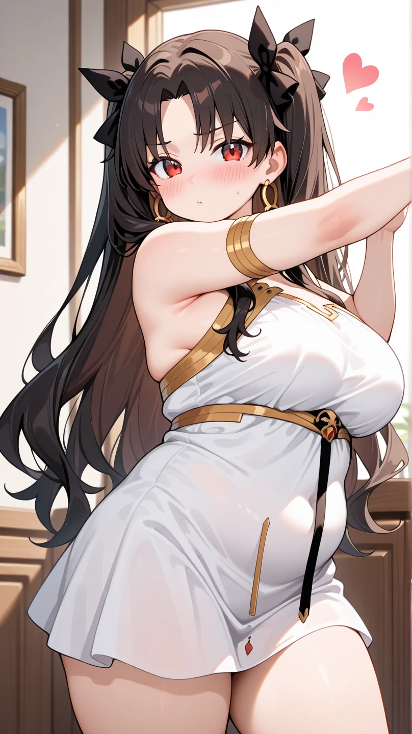 (Mature Woman:1.5), (mother:1.5), (Ishtar:1.2), Fate Grand Order, (absurderes, 8k, 4K, masutepiece, hyper extreme detailed:1.2), Best Quality, Perfect Anatomy,Perfect face,Facing forward,High humidity, (alone:1.2), (Sweaty:1.3), shortness of breath, High humidity, humid, (Black Hair:1.1), Red eyes, Looking into the camera, (Very big boobs:1.5), Light clothing, apron, (kitchen;1.1), (Having a conversation:1.5), (Speech bubble:1.2), A kind smile, relief, peace of mind, mother性, Cooking, have a ladle, pot, pot-au-feu, (very big ass:1.3)