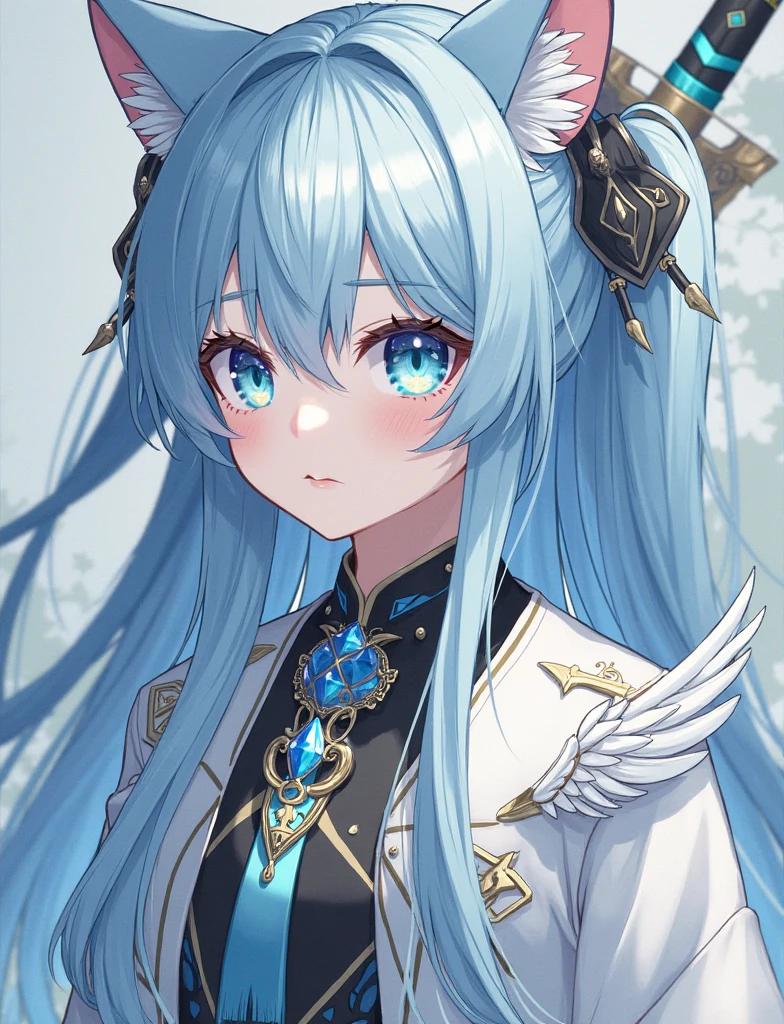 fox Light blue hair 　beast girl　indigo fur　fox beast girl