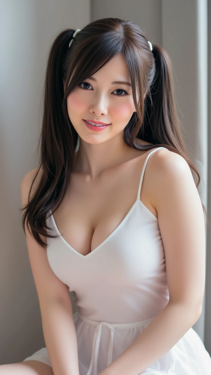 Beautiful white and shining skin、Chestnut hair that changes depending on the light、Long bangs between the eyes that obstruct the view、Cheek gloss highlights、Sexy and very beautiful nice gorgeous face、the most beautiful face in the world、short bob、Smooth straight hair、big breasts、beautiful breasts、cleavage、side boob、Big and bright eyes、beautiful bangs、Beautiful and beautiful woman、small face beauty、natural smile、naked apron、No bra、Beautiful woman with perfect body、kitchen、full body shot、beautiful thighs、small butt、