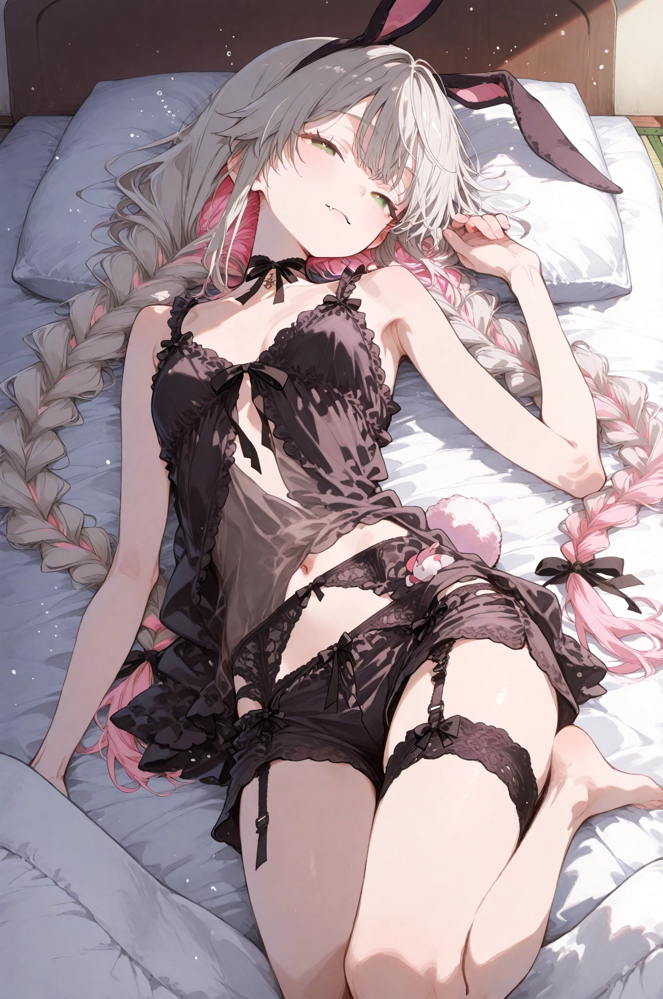 Shiny blond hair, very long hair, sophisticated haircut, ((((hair fully braided)))), ((small twisted braids)), thin and oval face, submissive, (((gagged))), ((((black tight wool crop top)))), ((((tight skirt)))), cute and blushing 18 years old anime girl, look away because she is embarrassed and blushes, bright blue eyes, detailed face, detailed members, detailed arms, detailed hands, ((((sparkling diamond jewelry)))), tiara, ((makeup)), high heels, puffy sleeves, long gloves, long eyelashes, Girl lying, tied by ropes, shackled, can no longer move, tied tightly, very hard tied up with lots of ropes, hampered by so many ropes that she can no longer move, bound hands and feet, ropes tie his whole body, tied extremely tightly and forcefully to her bed by a lot of ropes, its limbs are strongly tied together by ropes, his torso is tied up with thick cords, her chest is so tied up with ropes that it sticks out, her legs are tied tightly with thick ropes, his hands are tied behind his back with ropes, she can no longer move her feet, her hands which are tied by thick ropes, she desperately tries to free herself, likes to be tied tight with big ropes, likes to be immobilized by big ropes, lying down, his hands and feet are strongly tied to the railing of his bed, his legs are pressed together and tied with ropes, its limbs are held vigorously by imposing ropes, her hands are tied securely behind her back by ropes, her chest is compressed by strong ropes, she is pressed against her bed and restrained by large ropes (shibari, arms behind the back:1.4), (hands on the back), (masterpiece, best quality) 1.5, 1girl, solo, (sexy, beautiful woman, perfect face, perfect eyes, perfect hands), samus aran, (shibari, arms behind the back:1.4), (hands on the back), Spread the legs, s&#39; ((lie in bed by big ropes)), ((close up of the girl)), ((((lie in bed))))