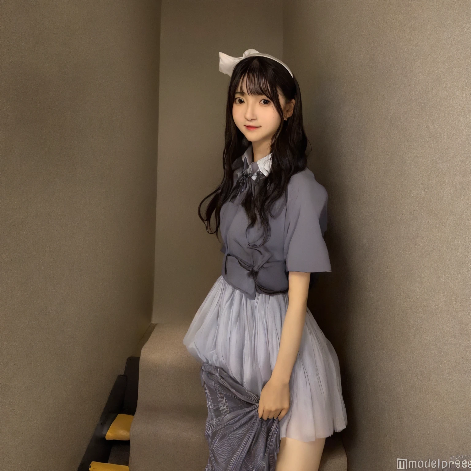 (highest resolution, distinct_image) Best quality, a female's masterpiece, highly detailed, semi realistic,(most of body), (best quality, masterpiece, ultra-realistic), portrait of 1 beautiful  girl, a cartoon girl in a pink and yellow dress and a bow is dancing, black long frills, and black eyes, !!full body portrait!!,crystal browb eyes, African American,dark skin,black skin,dark skin,black women,black hair,brown skin