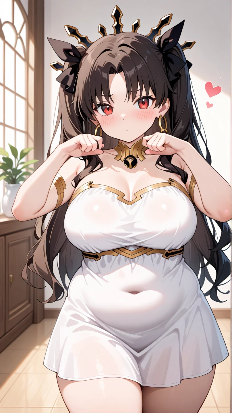 (Mature Woman:1.5), (mother:1.5), (Ishtar:1.2), Fate Grand Order, (absurderes, 8K, 4K, masutepiece, hyper extreme detailed:1.2), Best Quality, Perfect Anatomy,Perfect face,Facing forward,High humidity, (alone:1.2), (Sweaty:1.3), shortness of breath, High humidity, humid, (Black Hair:1.1), Red eyes, Looking into the camera, (Very big boobs:1.5), Light clothing, apron, (kitchen;1.1), (Having a conversation:1.5), (Speech bubble:1.2), A kind smile, relief, peace of mind, mother性, Cooking, have a ladle, pot, pot-au-feu, (very big ass:1.25)