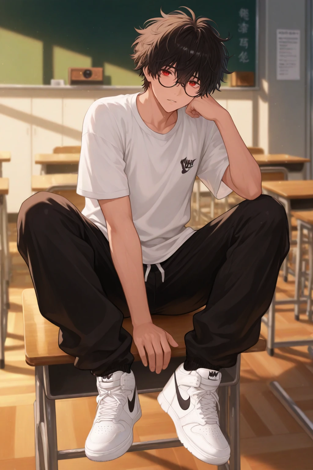 Sitting on the couch、Turning the dough、Show off your body、One guy、A young man、Detailed eyes、mesmerizing eyes、face perfect、red blush、full of sweat、short dark hair、red eyes、Messy room、illuminating、、hightquality、20 year old man in high resolution
