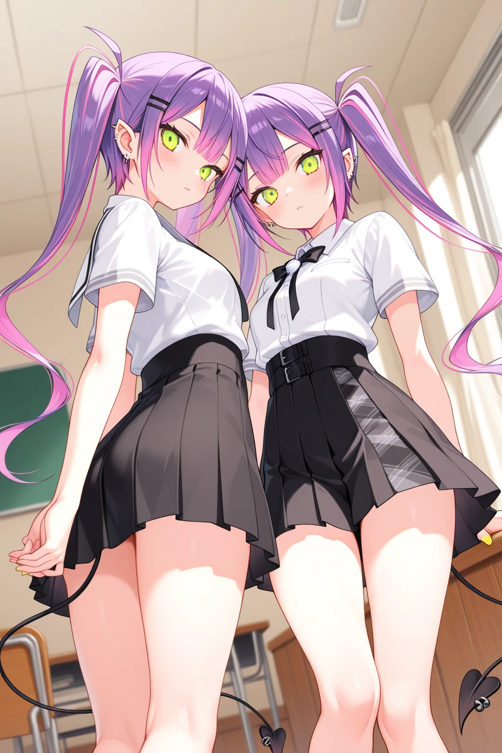 Pink bunny girl thin waist female body big ass long rabbit ear tight shorts purple sweater character character full body multiple perspectives leak their own pressing