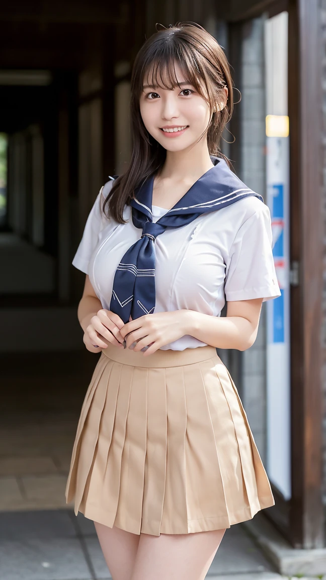 (8K, best quality, masterpiece:1.2), (realistic, photo-realistic:1.37), (high color saturation:1.0), (highly detailed skin), (highest quality:1.0), (ultra high resolution:1.0) ,(realistic:1.0), (Super detailed:1.0), (8K, Raw photo:1.1)、standing random pose, smiling, natural breast, perfect lighting, ((3girls students)), 18years old, (mysterious), clear and detailed, ((school_uniform, Japanese sailor uniform, flared skirt)), (classroom), cute face, (panties),