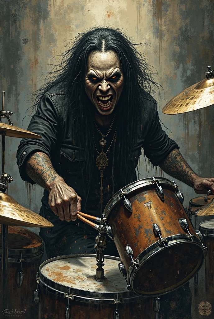 a close up of a person with a guitar in a dark room, black metal style, black metal aesthetics, black metal, metalhead, felix englund style, black metal rococo, just art for dark metal music, with black metal face paint, beastman concept, heavy metal art style, berserker, corpsepaint, heavy metal artwork, dark metal