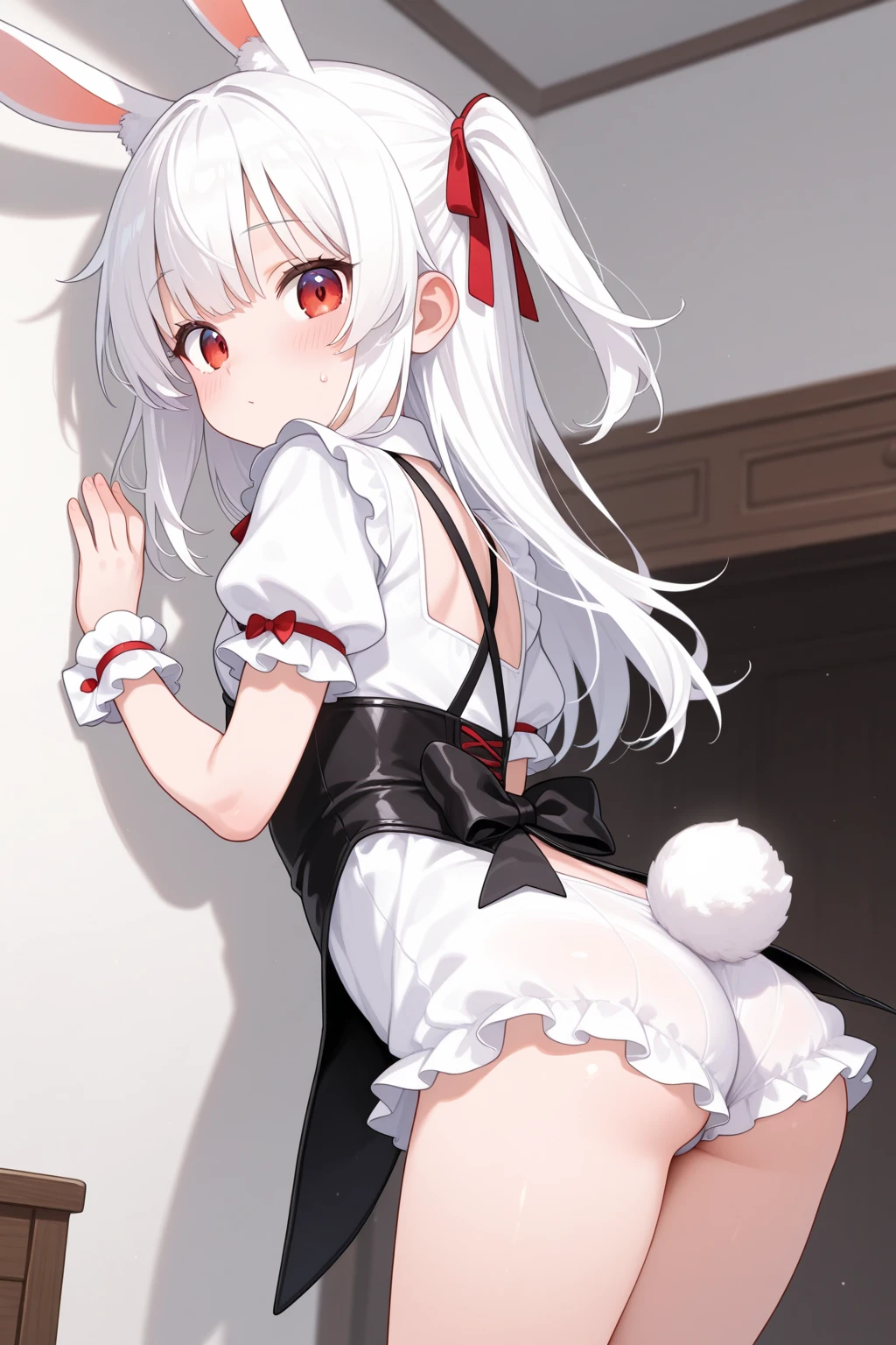 source_anime, anime style, 1girl,kokona-nosleeves,kokona-nosleeves,kokona \(blue archive\),orange eyes,multicolored hair,very long hair,animal ears,halo,black dress,(pelvic curtain:1.2),(white skirt:1.2),bare arms,black socks, sex, pain, tears, blood in pussy, closed mouth, closed eyes