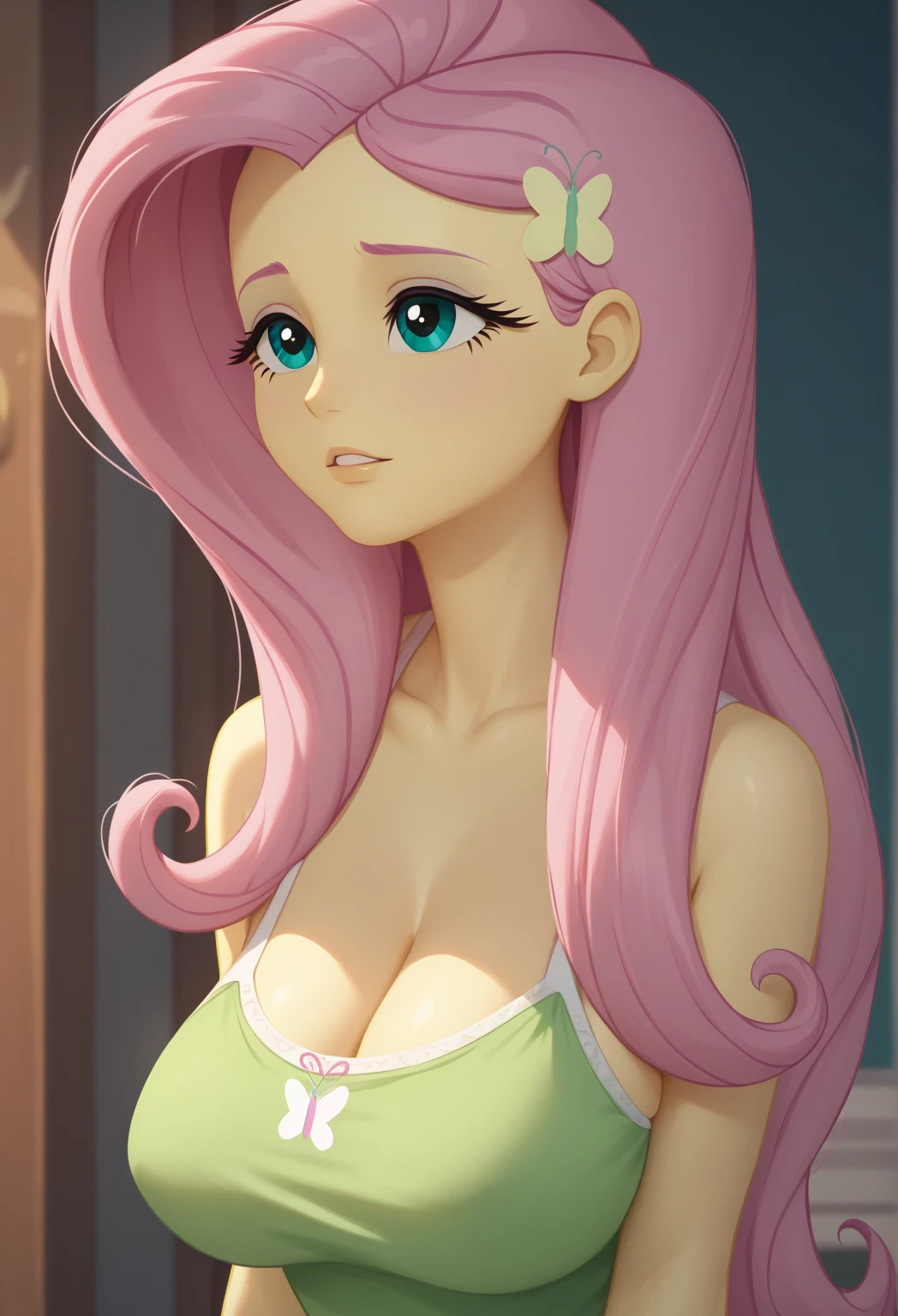 Fluttershy bikini rojo, Fluttershy Equestria girls, blushing, smiling, Beauty ,old Fluttershy, Fluttershy milf, Big boobs,curvy, sexy